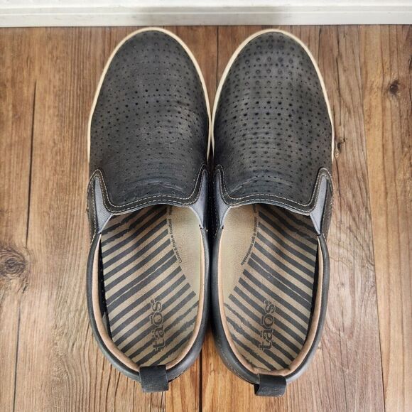 Womens 10 Taos Court Charcoal Gray Leather Perforated Round Toe Loafers Shoes - Picture 6 of 10